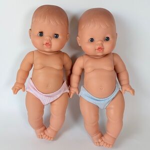 Paola Reina Minikane Boy Girl Twins Anatomically Correct Baby Dolls Caucasian